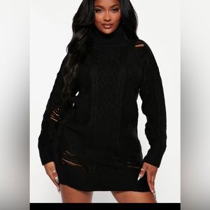 NWT- Sexy Sweater Dress With Distressed Detail